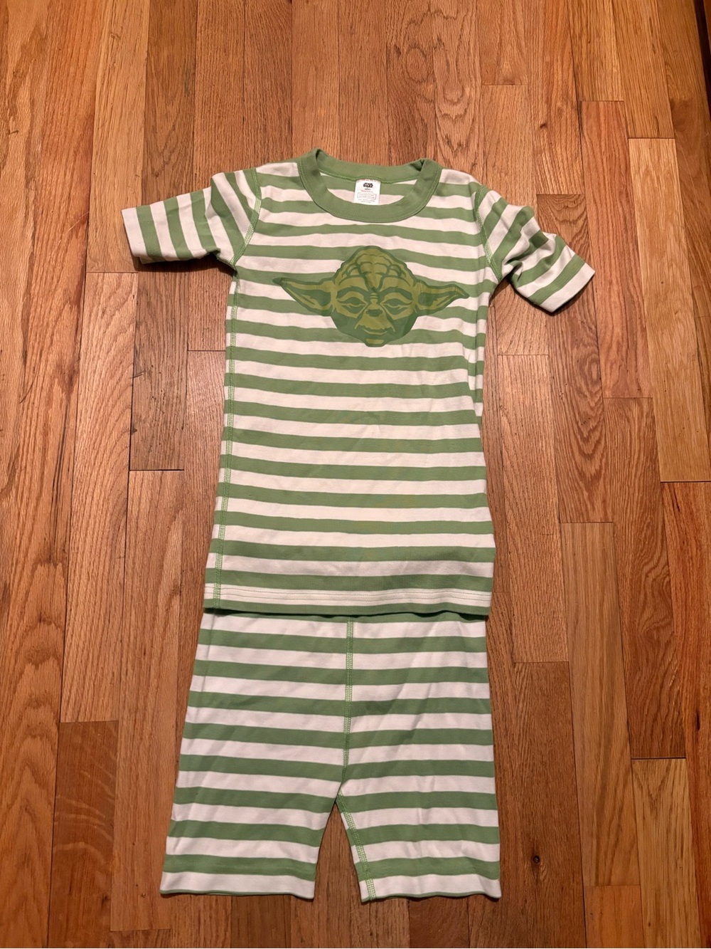 Hanna Andersson Green & White Striped Yoda Pajama Set